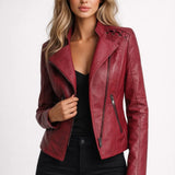 Chaqueta Mujer - Estilo Biker con Cremallera y Cuello Asimétrico | Casual