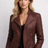 Chaqueta Mujer - Estilo Biker con Cremallera y Cuello Asimétrico | Casual
