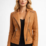 Chaqueta Mujer - Estilo Biker con Cremallera y Cuello Asimétrico | Casual