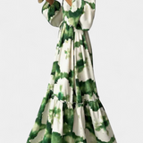 Vestido Maxi de Manga Larga Maria con Escote en V