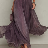 Vestido Largo de Gasa Mujer – Corte Elegante con Encaje
