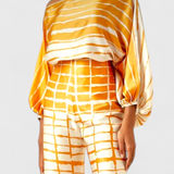 Conjunto de Dos Piezas Sybella con Diseño Off-Shoulder y Pantalones Anchos Impresos