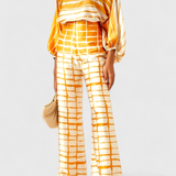 Conjunto de Dos Piezas Sybella con Top Off-the-Shoulder y Pantalones Anchos Estampados