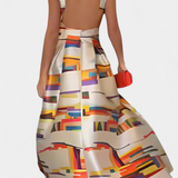 Vestido Zara con Espalda Expuesta y Estampado Artístico