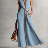 Vestido largo mujer lino sin mangas – vestido fluido elegante verano