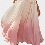 Vestido Maxi Starla con Cuello Halter Plisado y Detalles de Perlas