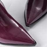 Botas de Cuero Sintético con Pliegues y Punta Afiliada