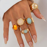 Conjunto de Anillos Abiertos con Rhinestones