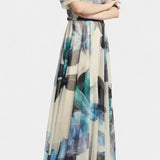Vestido Asimétrico de Un Hombro Sanaa con Estampado Floral Abstracto