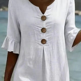 Vestido mujer algodón lino verano – vestido suelto con botones