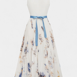 Vestido Midi Elise Sin Mangas en Estampado Floral y Pliegues
