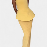 Conjunto Plisado de Dos Piezas Clarita Sin Tirantes