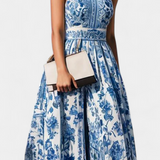 Vestido A-Line con Estampado Floral Shante y Cuello Solapa