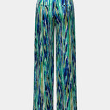 Pantalones Rectos de Cintura Alta Inna con Estampado de Mármol