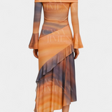 Vestido Largo Asimétrico Agentha con Estampado Tie-Dye
