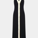 Vestido de punto sin mangas Brielle con escote en V y botones en contraste