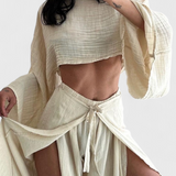 Conjunto Elsie Fluid con Kimono y Pantalones Cruzados