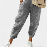 Pantalones de Mezcla de Lino a Rayas Alba