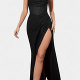 Vestido Armoni de Sirena con Cuerpo de Corsé y Tirantes Finos