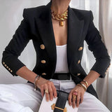 Blazer de mujer de doble botonadura con botones dorados