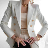 Blazer de mujer de doble botonadura con botones dorados