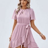 Vestido con Volantes en Color Rosa