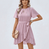 Vestido con Volantes en Color Rosa