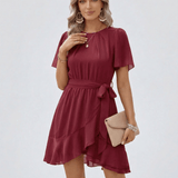Vestido Burdeos con Volantes
