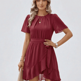 Vestido Burdeos con Volantes