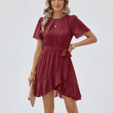 Vestido Burdeos con Volantes