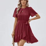 Vestido Burdeos con Volantes