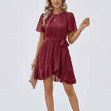 Vestido Burdeos con Volantes