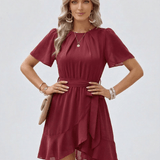 Vestido Burdeos con Volantes