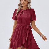 Vestido Burdeos con Volantes
