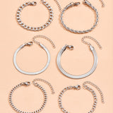 Conjunto de 6 Pulseras de Cadena Cubana
