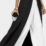Conjunto Elegante Bicolor Sin Mangas Alicia con Pantalones Anchos