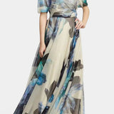 Vestido Asimétrico de Un Hombro Sanaa con Estampado Floral Abstracto