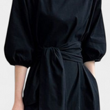 Vestido de Lino y Algodón Krisbel con Cintura Atada