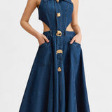 Vestido de Denim Sin Mangas Alia con Corte Moderno