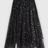 Falda Colette con Lentejuelas y Dobladillo Volante de Cintura Alta