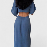Vestido Fluido Myra con Lazo Frontal y Cortes
