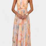 Vestido Alaia de Estampado Acuarela con Cuello Halter