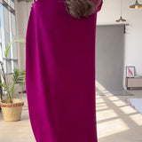 Vestidos Maxis Sólidos de Color con Botones Sueltos H-Line