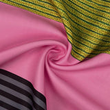 Pantalones Casual Impresos a Rayas con Cinta Ajustable de Color Contraste y Pierna Ancha