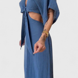 Vestido Fluido Myra con Lazo Frontal y Cortes