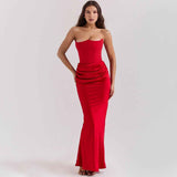 Elegante vestido maxi con corsé