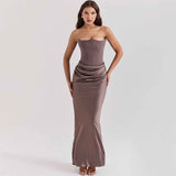 Elegante vestido maxi con corsé