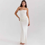 Elegante vestido maxi con corsé
