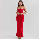 Elegante vestido maxi con corsé
