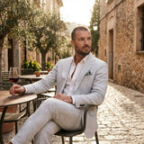 Emilio | Traje de Lino de Corte Relajado Hombre Solapa Clásica